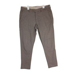 Saks Fifth Avenue Mens Khaki Slim-Fit Trousers Size 32 Made In Italy 97% Cotton
